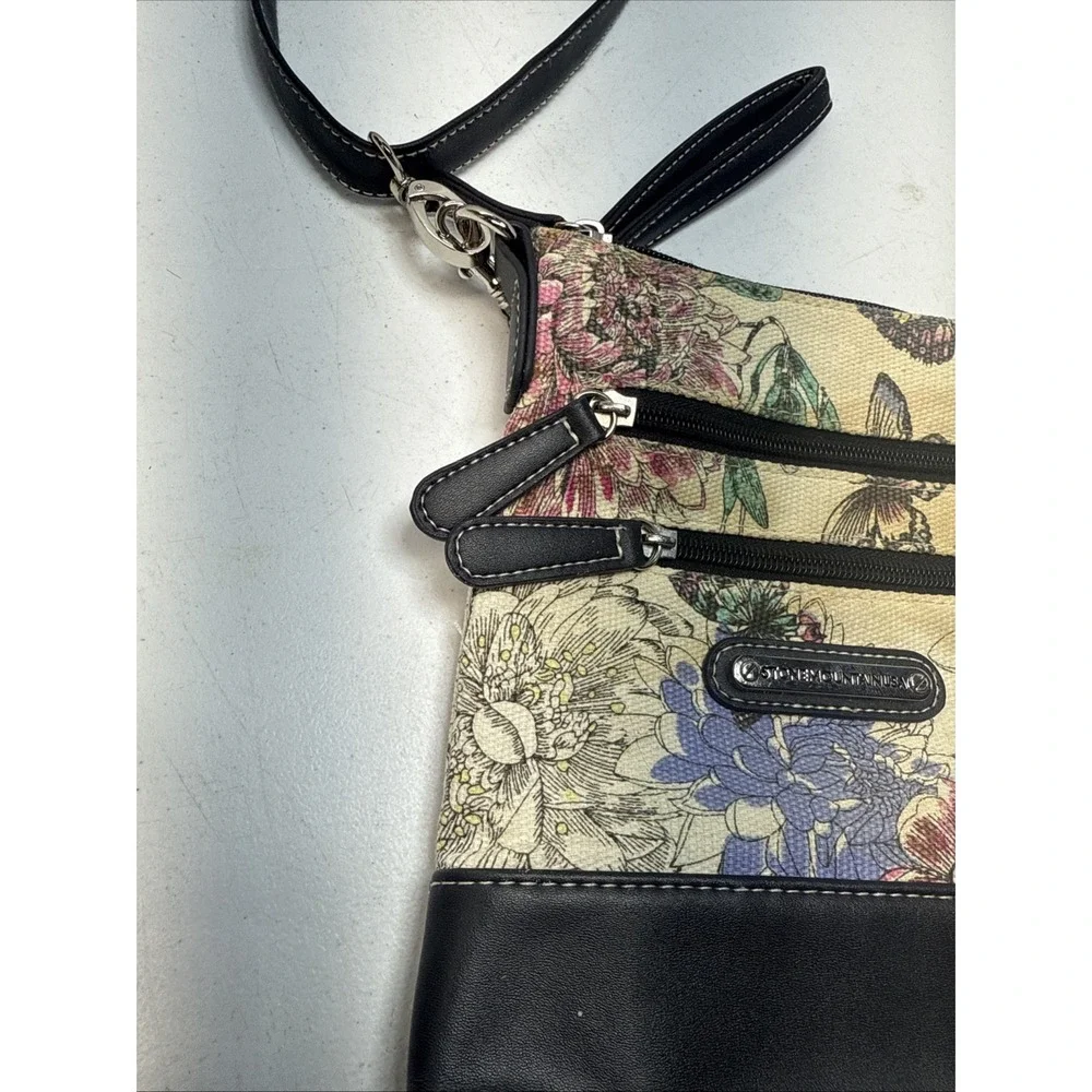 Stone Mountain USA Floral‎ Butterflies Crossbody Shoulder Handbag purse Zipper